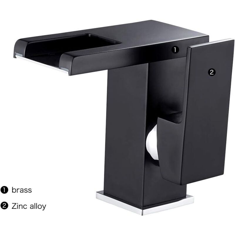 Bathroom Faucets Black Waterfall Mixer Tap, Bathroom Sink Mixer Tap Single Hole Waterfall Basin Faucet Mixer Tap For Bathroom Sink 86847913 - View #10