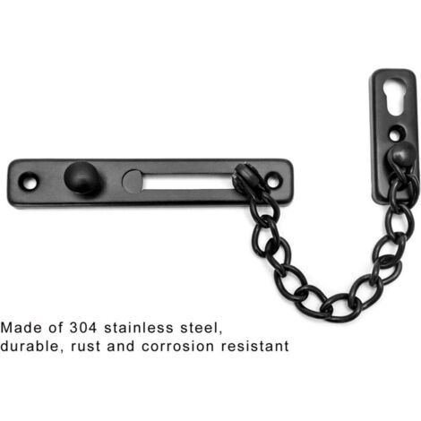 Security Chain for Narrow Door Anti-Theft Spring Door Limiter with Screws for Interior Door, Stainless Steel, Matte Black Finish