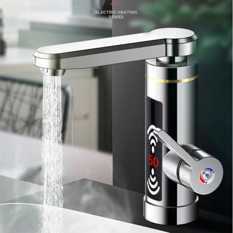 Instant Electric Water Heater Hot Water Faucet for Bathroom Kitchen Fast Heating 360° Rotatable Faucet with LED Digital Display