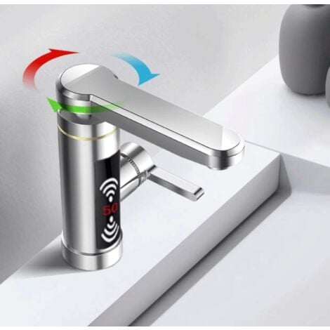 Instant Electric Water Heater Hot Water Faucet for Bathroom Kitchen Fast Heating 360° Rotatable Faucet with LED Digital Display