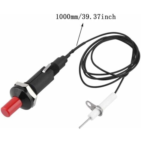 Piezo Igniter, Piezo Igniter, Push Button Igniter, Professional PP Plastic Piezo Igniter with 1m Cable for Gas Fireplace, Igniter, Ceramic Kitchen Lighter