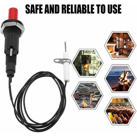 Piezo Igniter, Piezo Igniter, Push Button Igniter, Professional PP Plastic Piezo Igniter with 1m Cable for Gas Fireplace, Igniter, Ceramic Kitchen Lighter