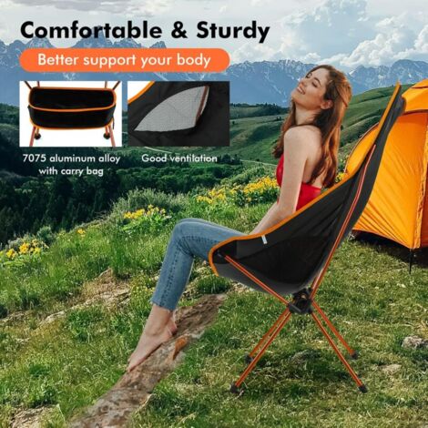 Folding Camping Chairs, Lightweight and Portable with Carry Bag for Outdoor, Fishing, Hiking, Beach, Picnics (Orange)