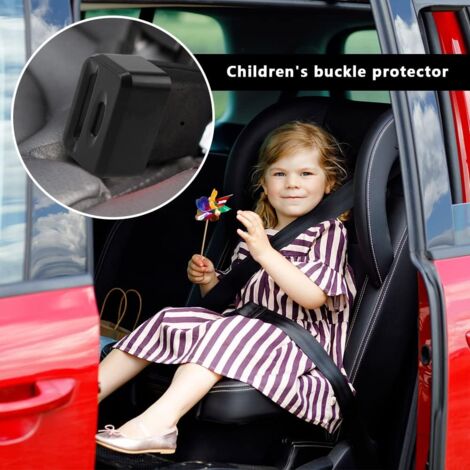 2 Pieces (Black) Safety Belt Buckle Protector Car Seat BeltLock Buckle Protector to Prevent Children from Unbuckling While Driving