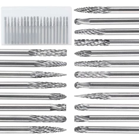 20 Pieces Double Cut Burr Set 3mm 3 X 3 Tungsten Carbide Rotary File for Wood and Stone Carving and Cleaning Burrs and Welds