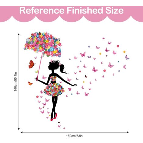 DEIKOKA Removable Fairy & Butterfly Wall Decals - Peel And Stick Vinyl Wall Art For Girls Room, Nursery (Blue) - View #4