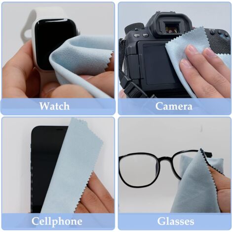 6 Pack Microfiber Cleaning Cloths For Eyeglasses & Sunglasses – Soft Lens Pouch Case