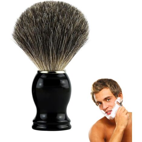 Shaving Brush - Real Bristle Shaving Brush - Natural Badger Hair Brush for a Smooth Shave - Black Handle and Metallic Accents