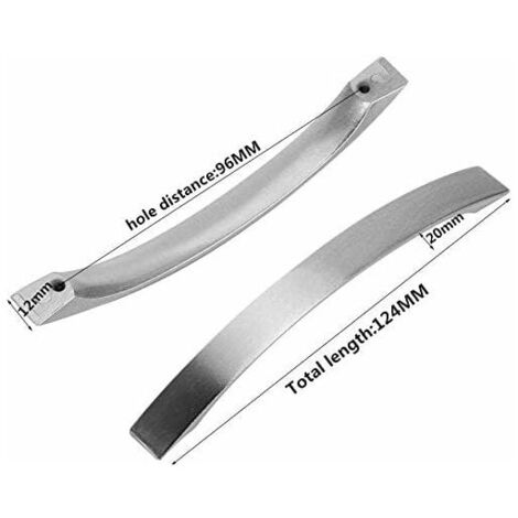Lot of 10 kitchen furniture handles – chrome – brushed nickel door handles, stainless steel, spacing of kitchen handles 96 mm
