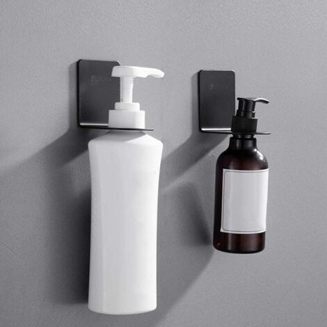 4pcs Black Stainless Steel Wall Mounted Soap Pump Bottle Holder Bracket Hanger