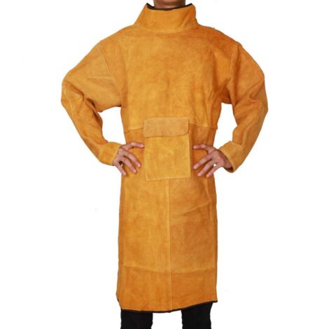 Oncefirst Welding Safety Chaps Leather Apron Style Adjustment Split Leg Fire & Wear Resistant Safety Apparel Yellow One Size - View #3