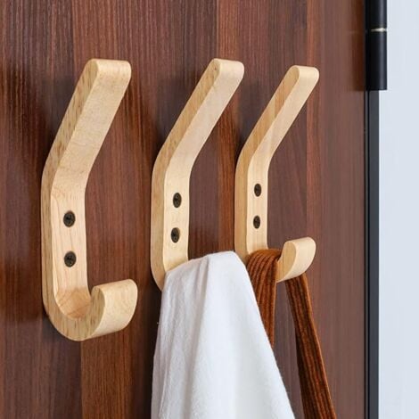 Wooden, Piece 155mm J Shape Coat Hooks, Upgraded Wall Mounted