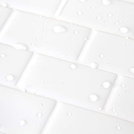White Self Adhesive Tile Wallpaper 30 x 30 cm Mosaic Style Wall Sticker Waterproof Decorative Film for Bathroom and Kitchen Wall Tiles