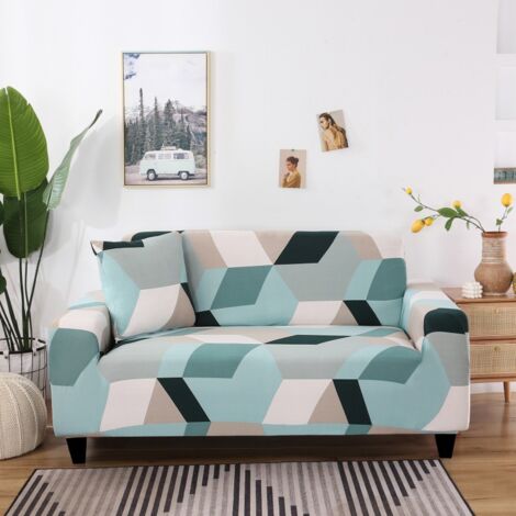 Elastic sofa cover-two-color blue (145-185cm)