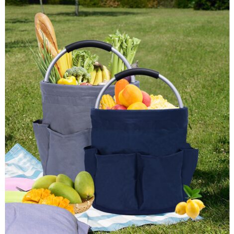 Product Storage Basket (Dark Blue), 6 Foldable Storage Compartments, with Carrying Handle