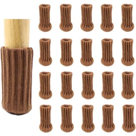24 Pack Chair Socks, Brown, Thick Double Knit Chair Leg Caps, Non-Slip Feet, Floor Protector