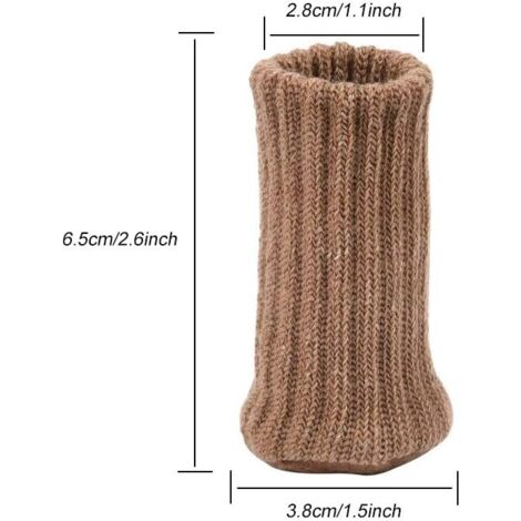 24 Pack Chair Socks, Brown, Thick Double Knit Chair Leg Caps, Non-Slip Feet, Floor Protector