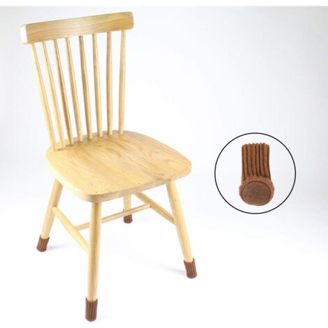 24 Pack Chair Socks, Brown, Thick Double Knit Chair Leg Caps, Non-Slip Feet, Floor Protector