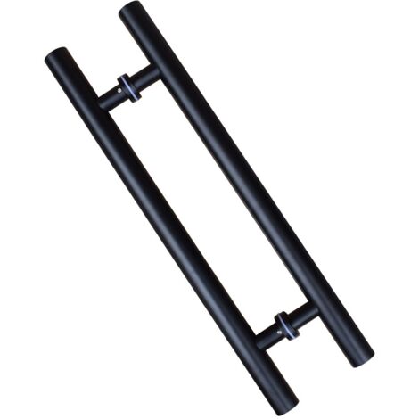 Sliding Door Handle, Double Sided H Shape, Heavy Duty Swing Door Handle, Black Length 600mm Hole Spacing 400mm