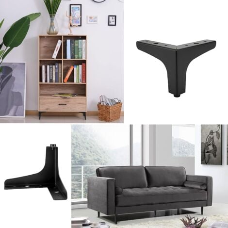 10cm Metal Sofa Legs 4pcs Modern Furniture Legs Sofa Furniture Legs Raised Feet DIY TV Cabinet Sofa Cabinet Replacement Furniture Legs, Black