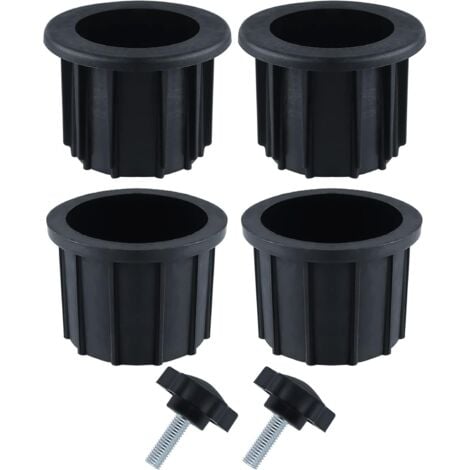 6pcs Balcony Umbrella Accessories, 4pcs Umbrella Hole Rings and 2pcs Hand-Turned Screws, Umbrella Holder Accessory for Balcony Terrace Table (Black)