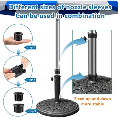 6pcs Balcony Umbrella Accessories, 4pcs Umbrella Hole Rings and 2pcs Hand-Turned Screws, Umbrella Holder Accessory for Balcony Terrace Table (Black)