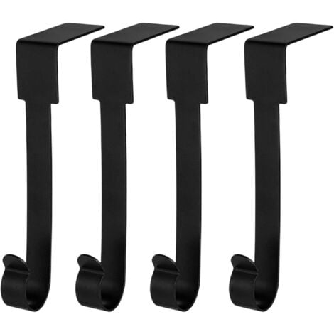 4 Pack Christmas Stocking Holders (Black), Metal Hooks for Hanging Christmas Stockings, Fireplace Stocking Holders for Christmas Decorations