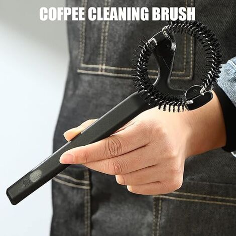 Espresso Coffee Machine Cleaning Brush, Coffee Machine Cleaning Brush Detachable Round Elbow Short Handle Coffee Brush Cleaning Tools(58mm)
