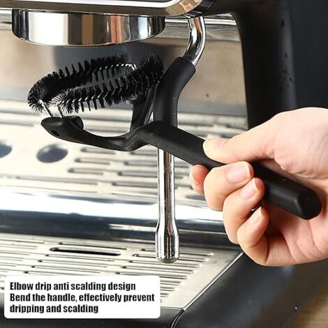 Espresso Coffee Machine Cleaning Brush, Coffee Machine Cleaning Brush Detachable Round Elbow Short Handle Coffee Brush Cleaning Tools(58mm)