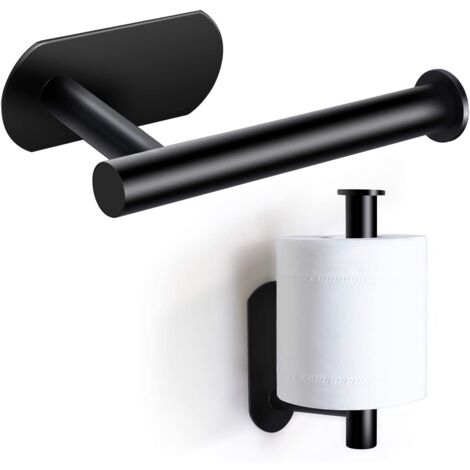 Black Toilet Paper Holder, Premium No Drilling Holder, Stainless Steel Wall Mounted Toilet Paper Roll Holder for Kitchen and Bathroom