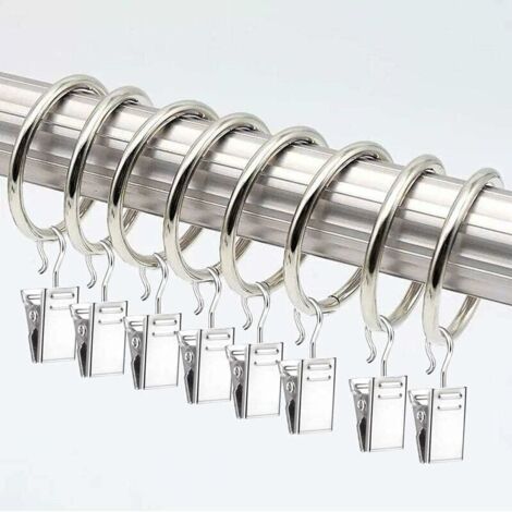 Using Clip Rings 40 Pieces Curtain Rings with Clips(Silver)25MM, Blind Clip Rings ...