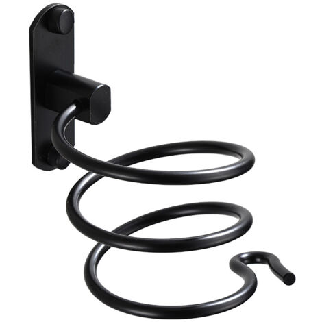 Wall Mounted Hair Dryer Holder Aluminum Hair Straightener Holder Wall Mount Hair Dryer Organizer Hair Dryer Holder for Hotel, Bathroom, Hair Salon Black (1/5)