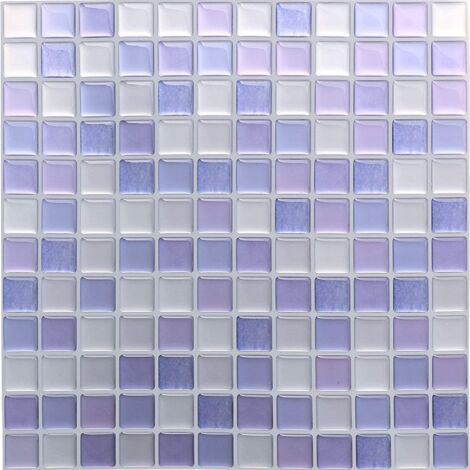 Purple Self Adhesive Tile Wallpaper 24x24cm Mosaic Style Wall Sticker Waterproof Decorative Film for Bathroom and Kitchen Wall Tiles