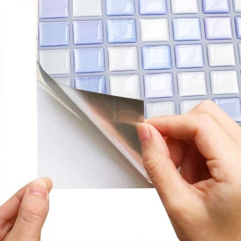 Purple Self Adhesive Tile Wallpaper 24x24cm Mosaic Style Wall Sticker Waterproof Decorative Film for Bathroom and Kitchen Wall Tiles