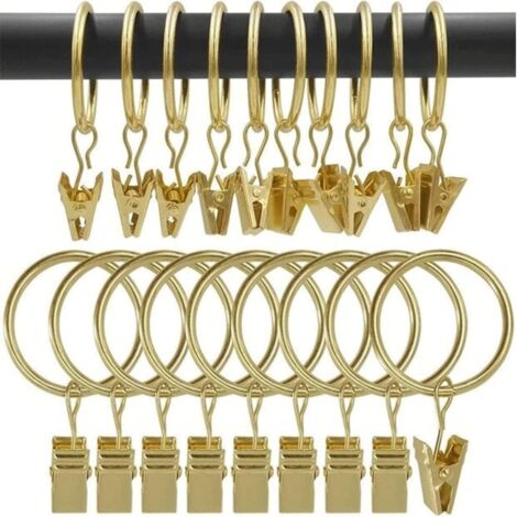 QMAHA 30 Pcs Curtain Rings, Rustproof Window Hooks With Clip, Metal
