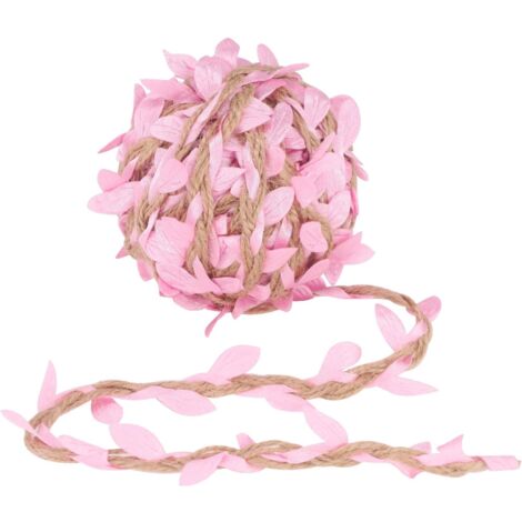 10M Natural Jute Rope (Pink) Hemp Hand Twine Burlap Leaves Leaf Trim Ribbon, Decorated with Vine for DIY Crafts Party Wedding Decoration (1/5)