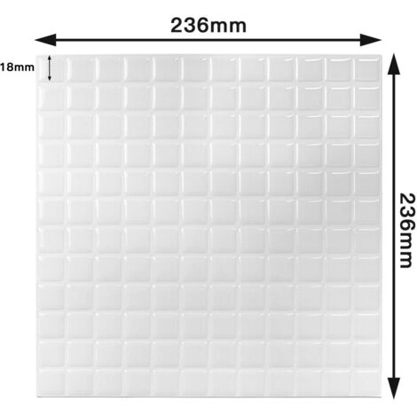 Self Adhesive Tile Wallpaper Small White Plaid 24 x 24 cm Mosaic Style Wall Sticker Waterproof Decorative Film for Bathroom and Kitchen Wall Tiles