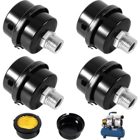 4pcs Air Compressor Filter 3/8" 16mm Thread Muffler for Oil Free Air Compressor Replacement