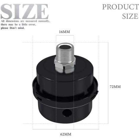 4pcs Air Compressor Filter 3/8" 16mm Thread Muffler for Oil Free Air Compressor Replacement