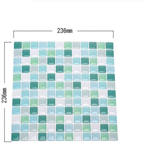 Green Self Adhesive Tile Wallpaper 24x24cm Mosaic Style Wall Sticker Waterproof Decorative Film for Bathroom and Kitchen Wall Tiles