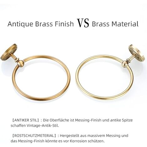 Antique Towel Ring,Retro Brass Towel Holder,Vintage Towel Ring with Drilling