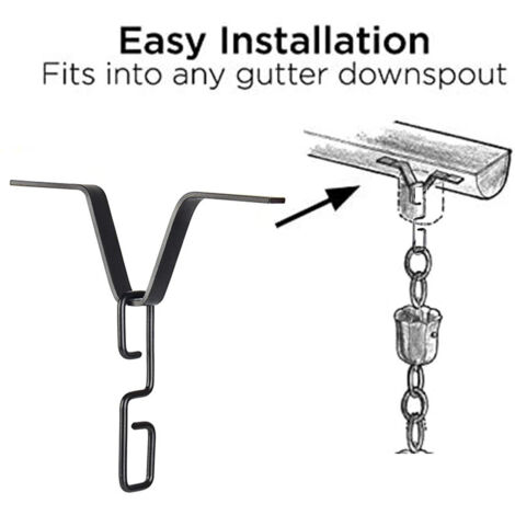 Rain Chain Hook for Gutter Downspout, V-Shaped Installation, Rain