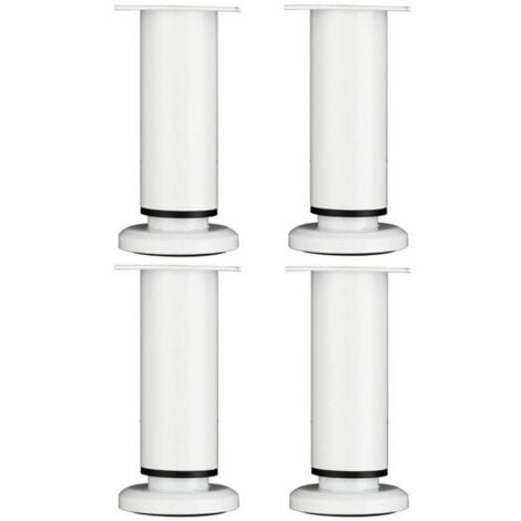 4 Pieces Adjustable Furniture Legs 18cm White Round Metal Table Leg for Sofa Cabinet Bed with Screws