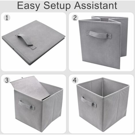 Set of 4 folding storage cubes, 31 x 31 x 31 cm, open storage boxes made of non-woven fabric, fabric drawer, for toys, clothes