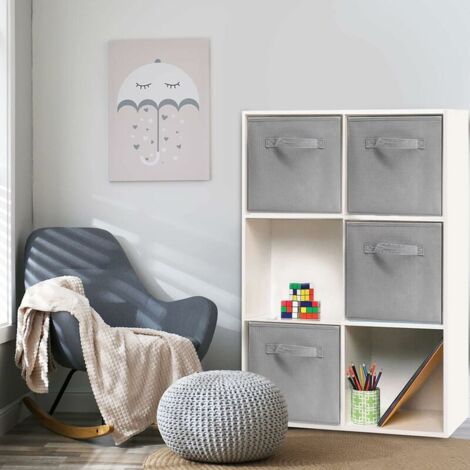 Set of 4 folding storage cubes, 31 x 31 x 31 cm, open storage boxes made of non-woven fabric, fabric drawer, for toys, clothes