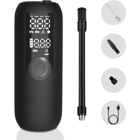 Car Tire Inflator 150PSI Bicycle Pump Mini Portable Air Compressor for Car, Bike, Auto Shut-Off with Presta and Schrader Valve
