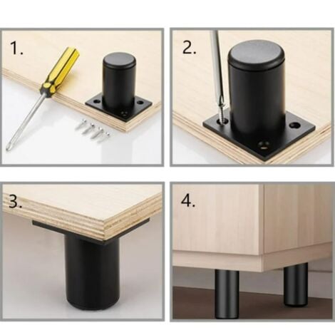 (Black) 4 Matte Furniture Legs, 80mm Aluminum, TV Cabinet Legs, Suitable for Cabinet Coffee Tables, Furniture Sofa Support Legs