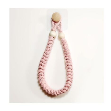 1 Pcs Towel Holder(Pink) Rope Bathroom Paper Holder Toilet Roll Holder Retro Jute Rope Wooden Towel Rack for Bathroom Kitchen