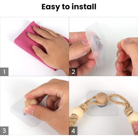 1 Pcs Towel Holder(Pink) Rope Bathroom Paper Holder Toilet Roll Holder Retro Jute Rope Wooden Towel Rack for Bathroom Kitchen