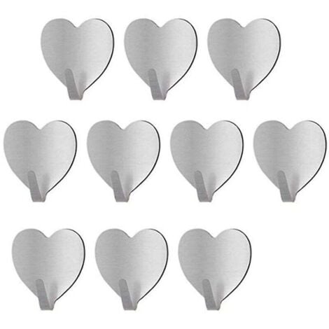 10pcs Bathroom Hook Adhesive Hook, Stainless Steel Towel Hook, Kitchen Bathroom Wall Hook
